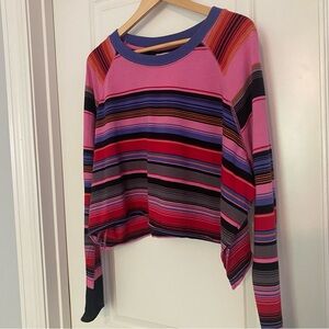 Free People Baja Striped Long Sleeve Cropped T-Shirt Size S